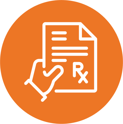 Icon of hand holding a prescription note